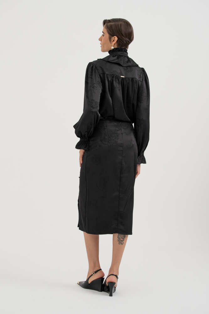 9037819 - Saia Midi Slip  PRETO