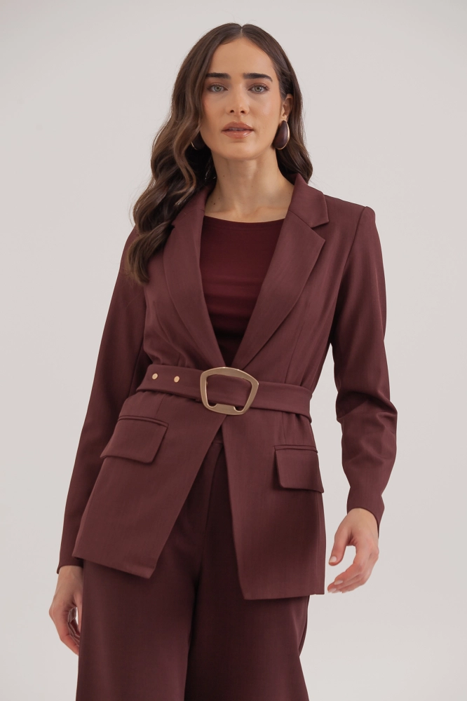 9037950 - Blazer Alfaiataria Cinto Fivela Grande AMEIXA - Imagem 1