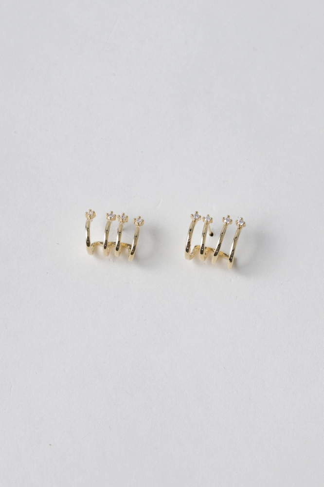 9037980 - Brinco Cuff Com Ponta De Strass DOURADO - Imagem 1