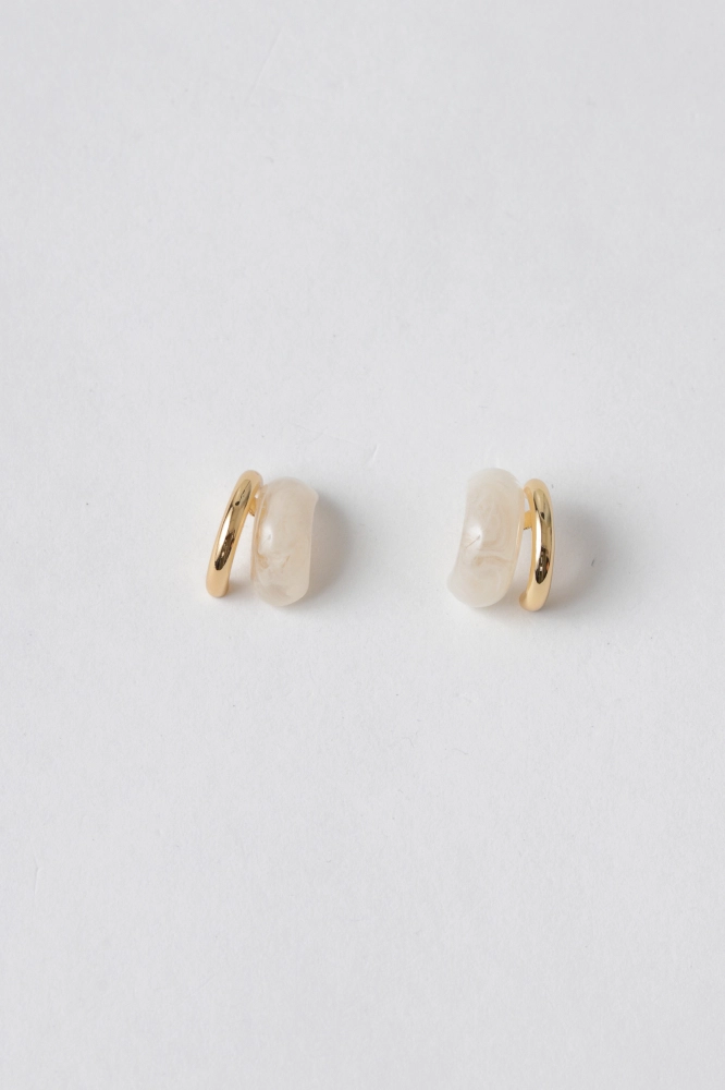 9037999 - Brinco Argola Dupla Pequena com Resina BRANCO - Imagem 1