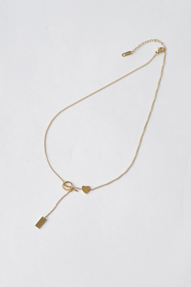 9038049 - Colar Gravata Com Detalhe Coração E Plaquinha DOURADO 9038049 - Colar Gravata Com Detalhe Coração E Plaquinha DOURADO - Imagem 1