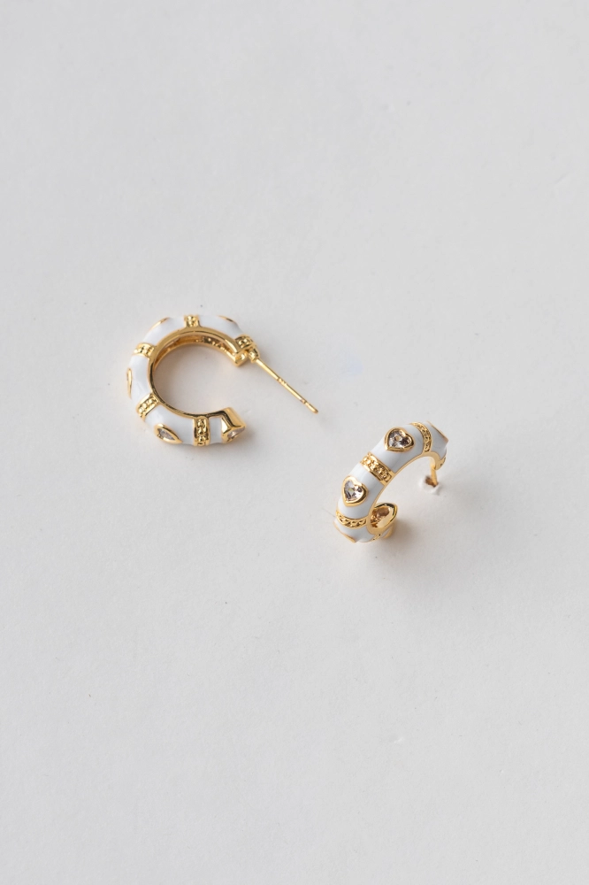 9038116 - Brinco Argola Esmaltada Com Strass BRANCO - Imagem 2