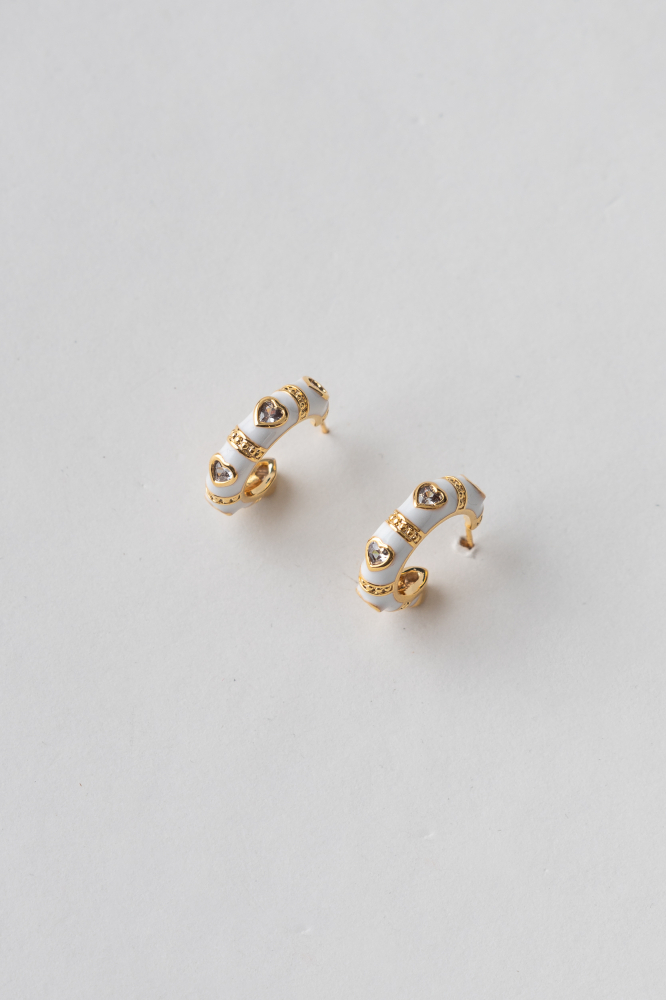 9038116 - Brinco Argola Esmaltada Com Strass BRANCO