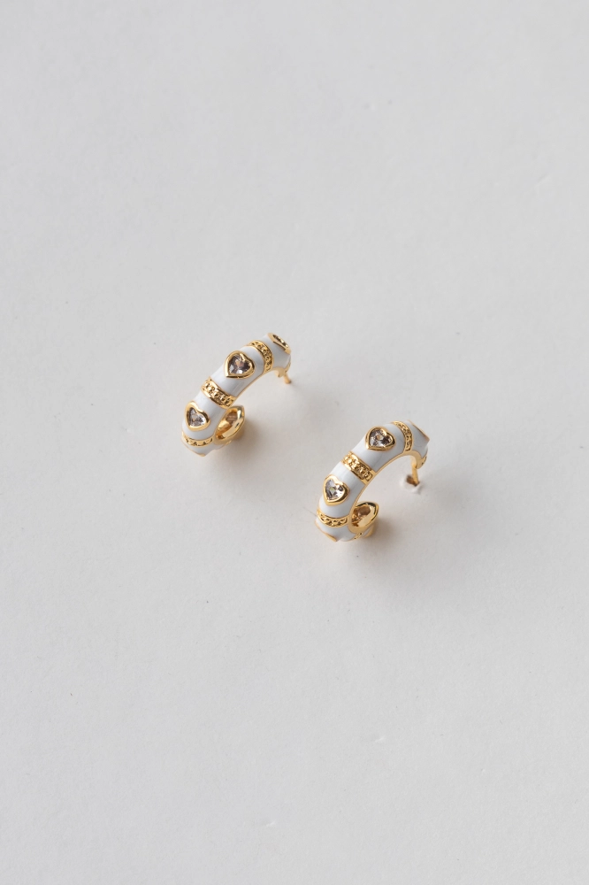 9038116 - Brinco Argola Esmaltada Com Strass BRANCO - Imagem 1