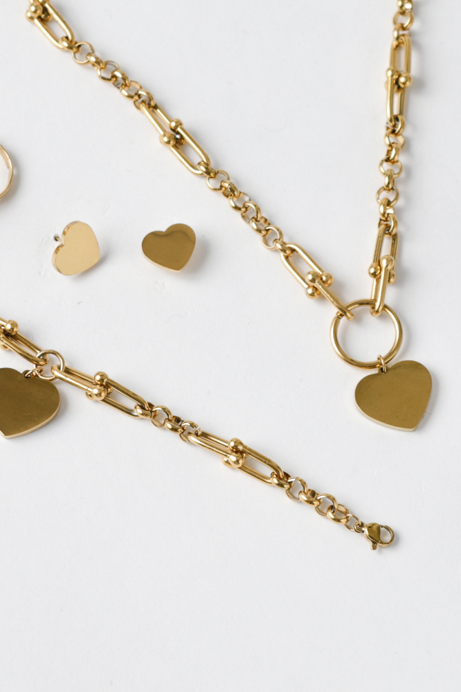 9038168 - Conjunto 4 Peças Coração Chapado DOURADO 9038168 - Conjunto 4 Peças Coração Chapado DOURADO
