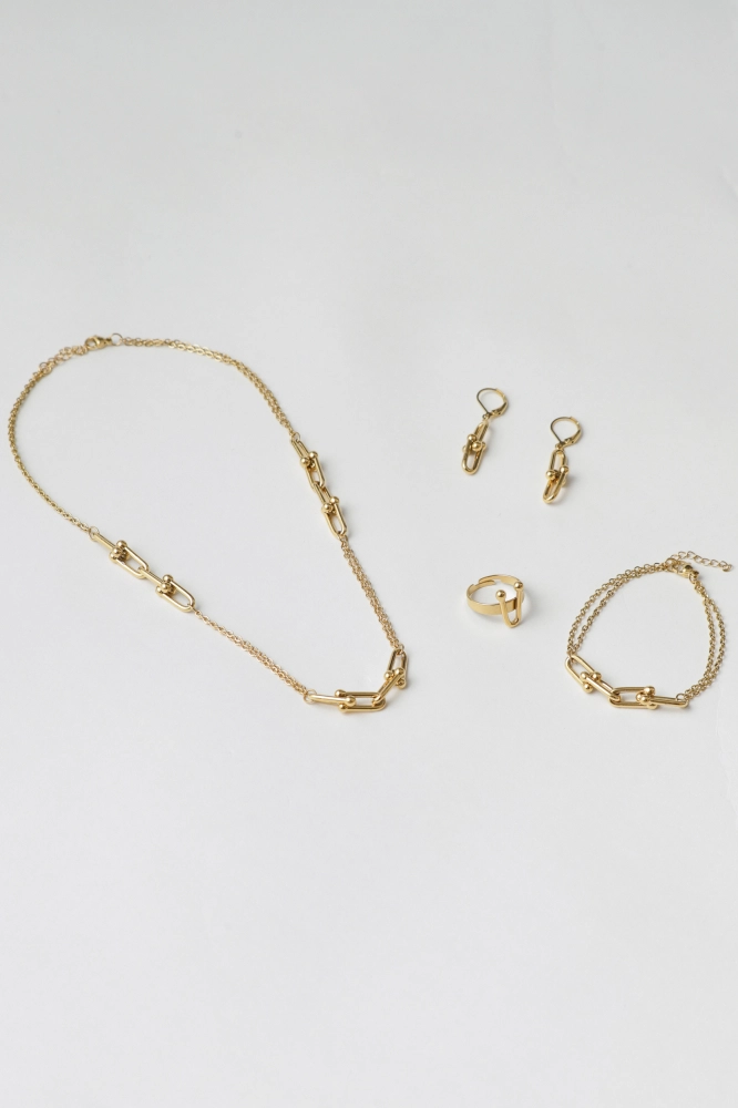 9038169 - Conjunto 4 Peças Corrente Diferenciada DOURADO - Imagem 1