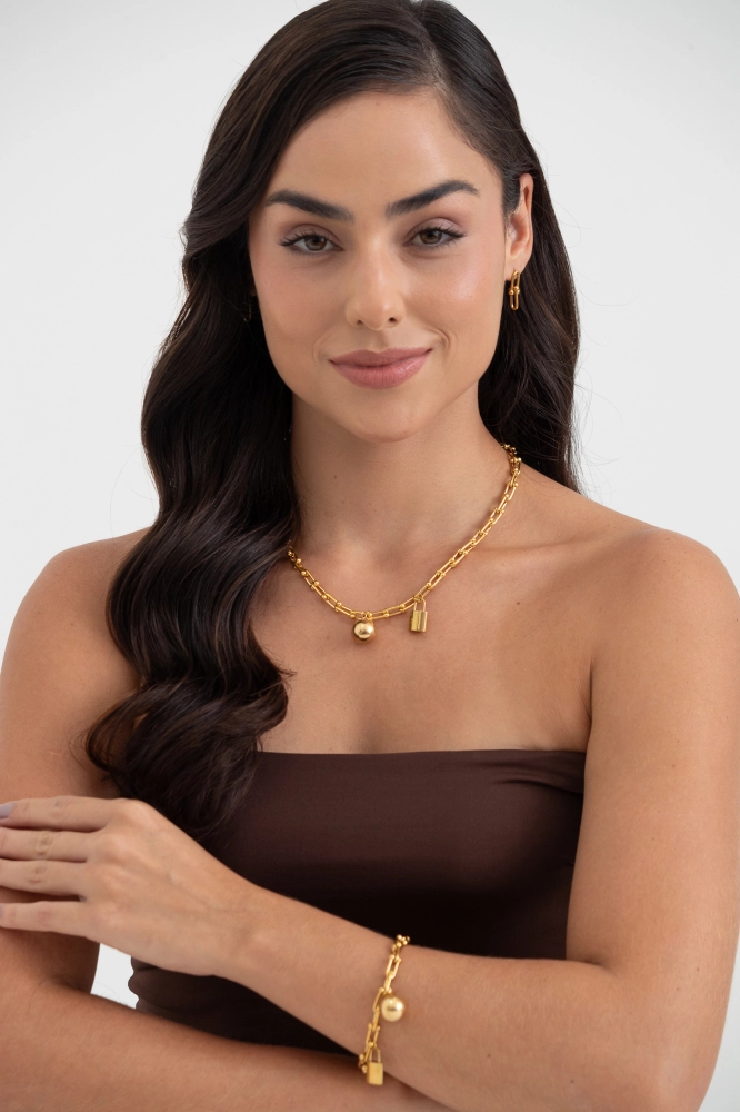 9038171 - Conjunto 3 Peças Cadeado DOURADO 9038171 - Conjunto 3 Peças Cadeado DOURADO - Imagem 2