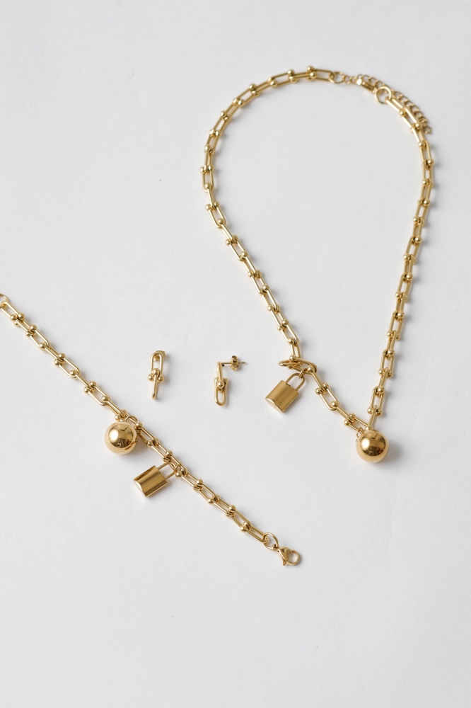 9038171 - Conjunto 3 Peças Cadeado DOURADO 9038171 - Conjunto 3 Peças Cadeado DOURADO - Imagem 1