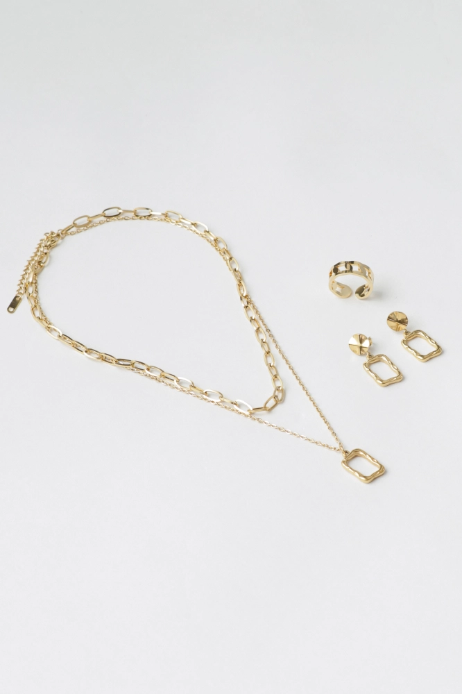 9038175 - Conjunto 3 Peças Quadrado Orgânico DOURADO 9038175 - Conjunto 3 Peças Quadrado Orgânico DOURADO - Imagem 1