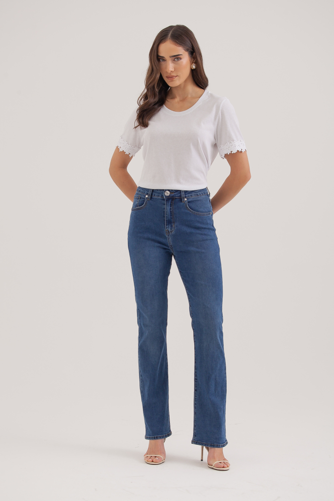 9038189 - Calça Jeans Reta Azul Médio JEANS 9038189 - Calça Jeans Reta Azul Médio JEANS
