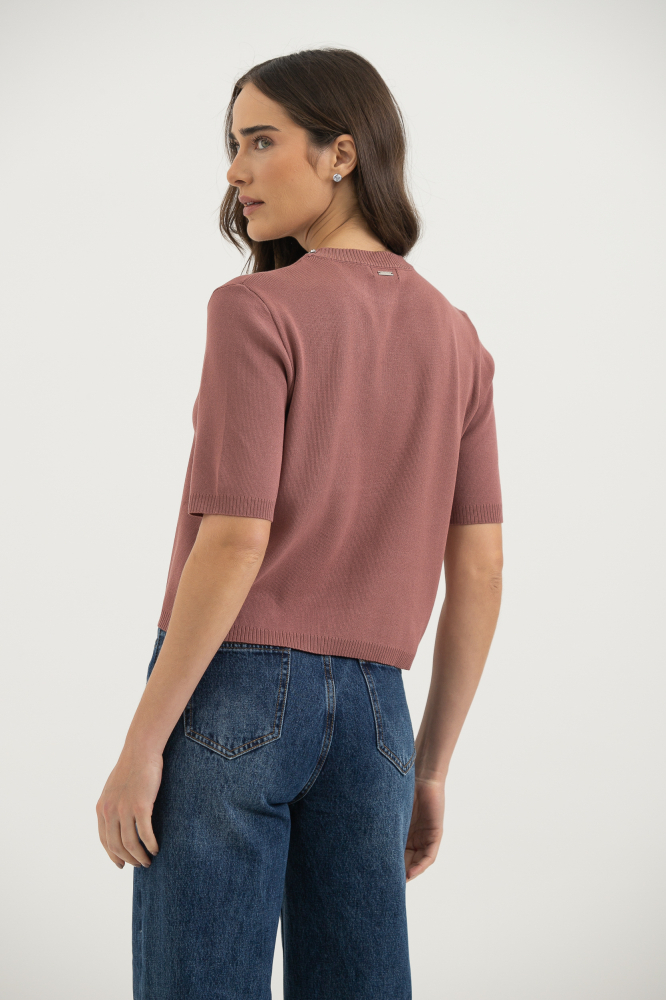 9038196 - Blusa Tricot Brilhos Decote MARROM 9038196 - Blusa Tricot Brilhos Decote MARROM