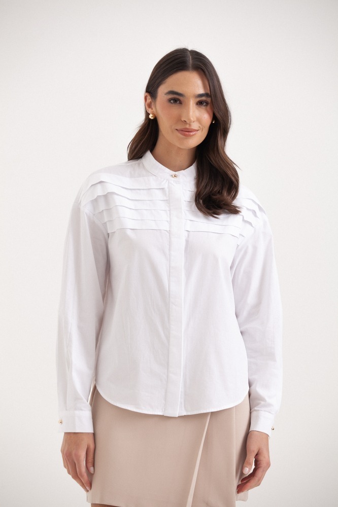 9038203 - Camisa Manga Longa Pala Com Dobras BRANCO 9038203 - Camisa Manga Longa Pala Com Dobras BRANCO