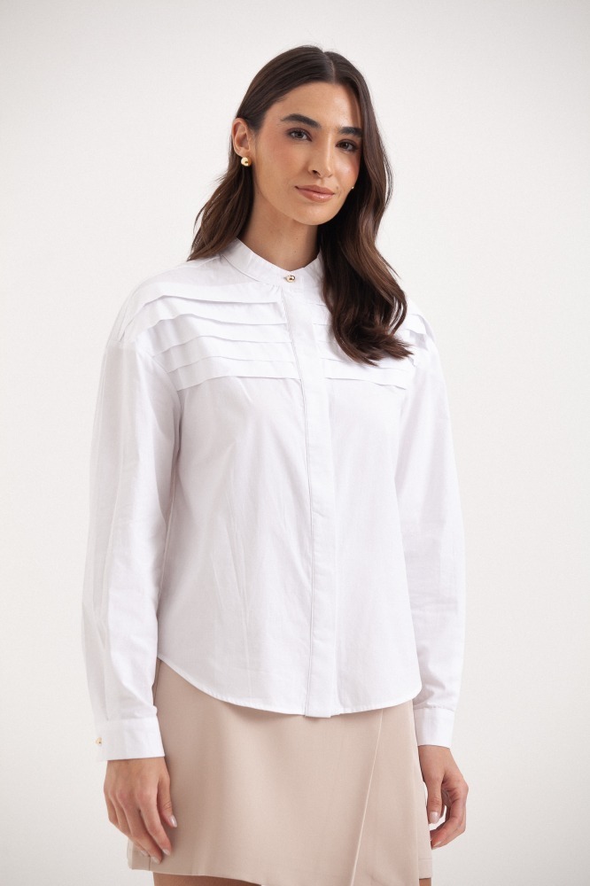 9038203 - Camisa Manga Longa Pala Com Dobras BRANCO 9038203 - Camisa Manga Longa Pala Com Dobras BRANCO
