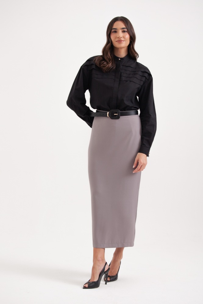 9038203 - Camisa Manga Longa Pala Com Dobras PRETO 9038203 - Camisa Manga Longa Pala Com Dobras PRETO