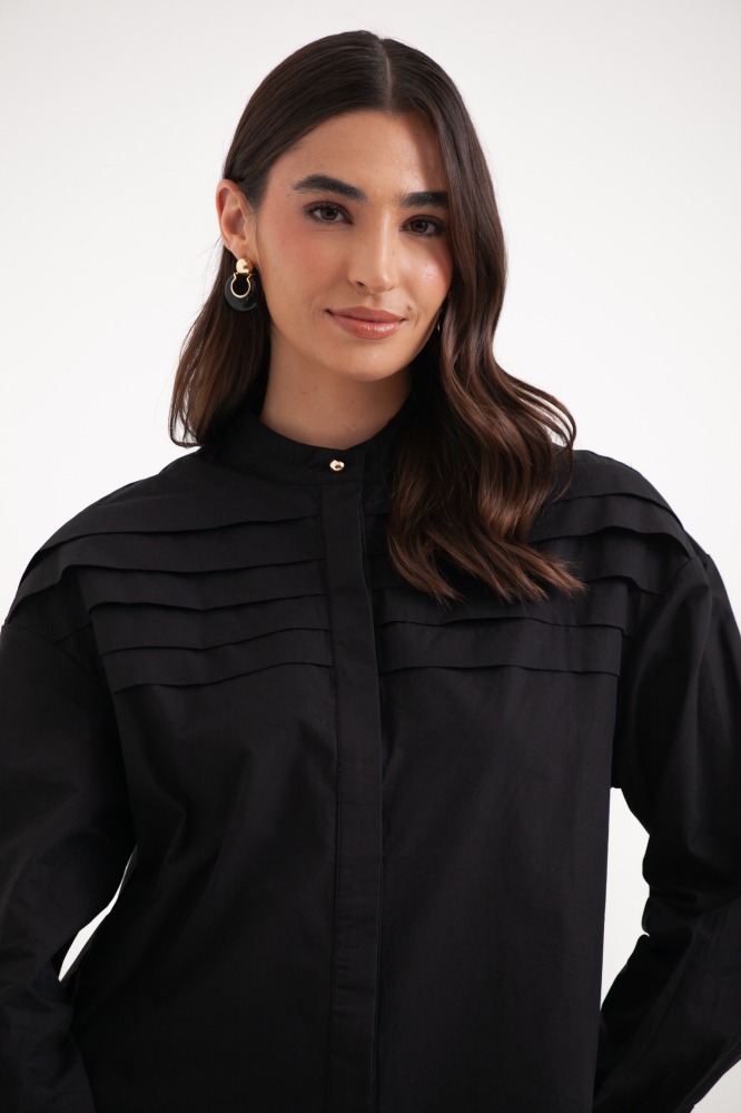 9038203 - Camisa Manga Longa Pala Com Dobras PRETO 9038203 - Camisa Manga Longa Pala Com Dobras PRETO