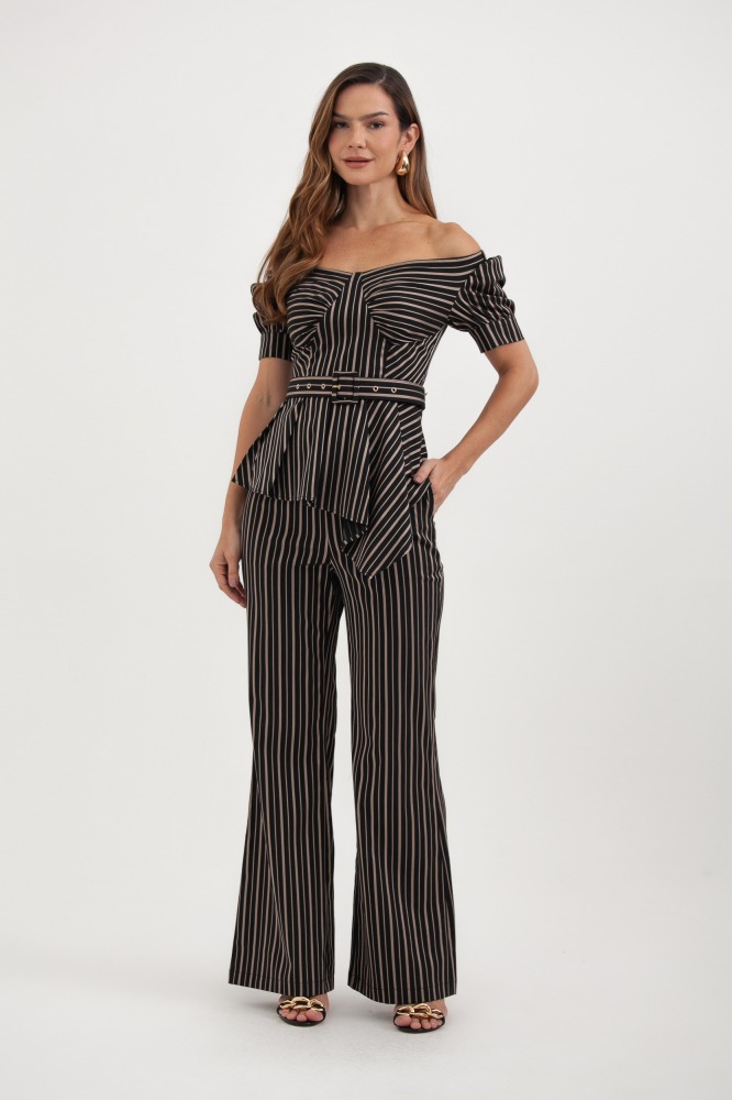 9038204 - Calça Alfaiataria Risca De Giz PRETO