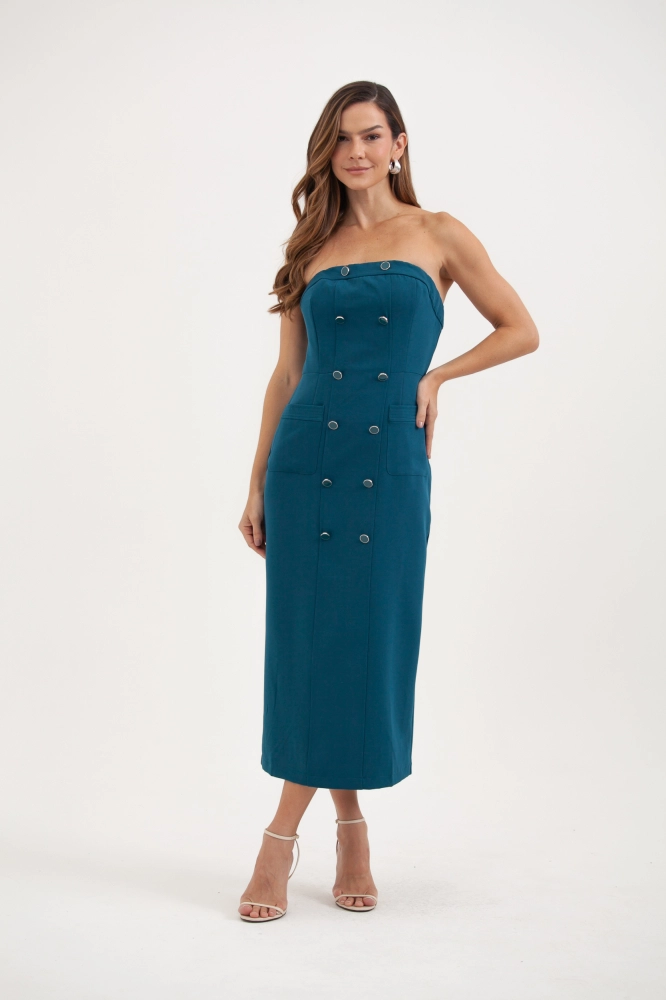 9038206 - Vestido Tubinho Alfaiataria Botões AZUL 9038206 - Vestido Tubinho Alfaiataria Botões AZUL - Imagem 1
