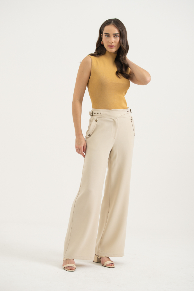 9038208 - Calça Alfaiataria Cinto Embutido E Detalhe Bolsos AREIA 9038208 - Calça Alfaiataria Cinto Embutido E Detalhe Bolsos AREIA