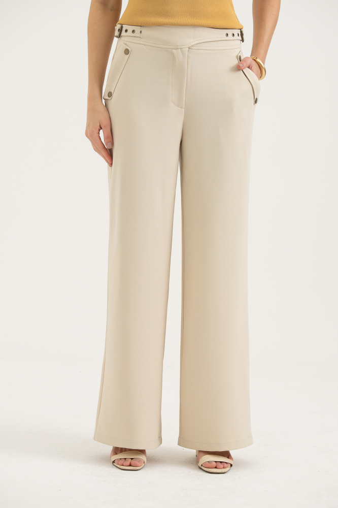 9038208 - Calça Alfaiataria Cinto Embutido E Detalhe Bolsos AREIA 9038208 - Calça Alfaiataria Cinto Embutido E Detalhe Bolsos AREIA