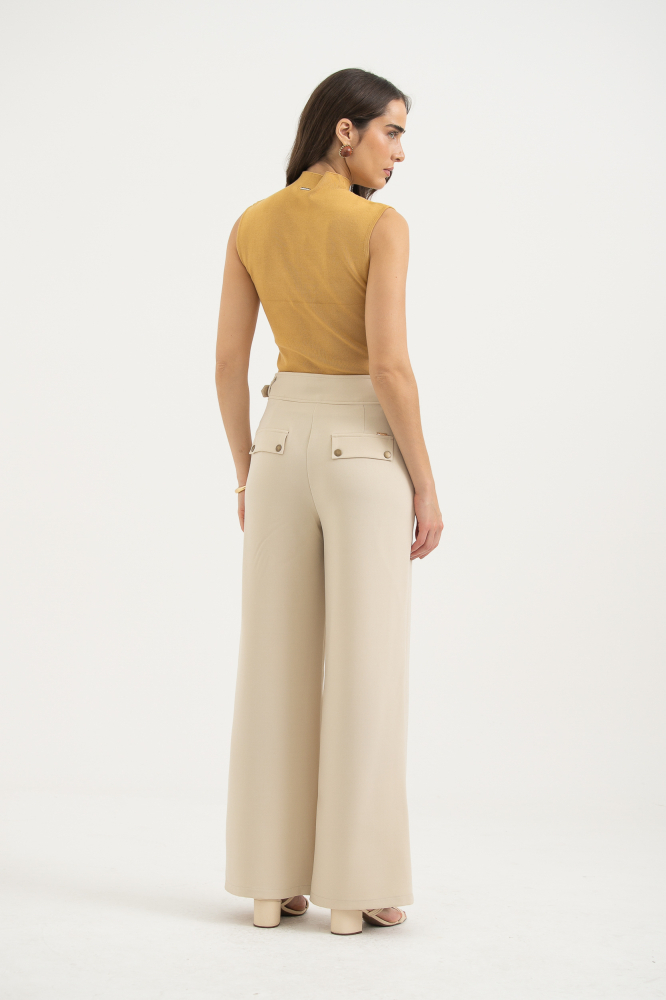 9038208 - Calça Alfaiataria Cinto Embutido E Detalhe Bolsos AREIA 9038208 - Calça Alfaiataria Cinto Embutido E Detalhe Bolsos AREIA