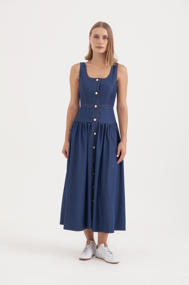 9038215 - Vestido Regata Jeans Saia Franzida JEANS - Imagem 1
