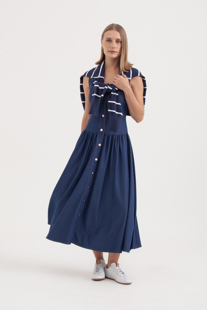 9038215 - Vestido Regata Jeans Saia Franzida JEANS 9038215 - Vestido Regata Jeans Saia Franzida JEANS