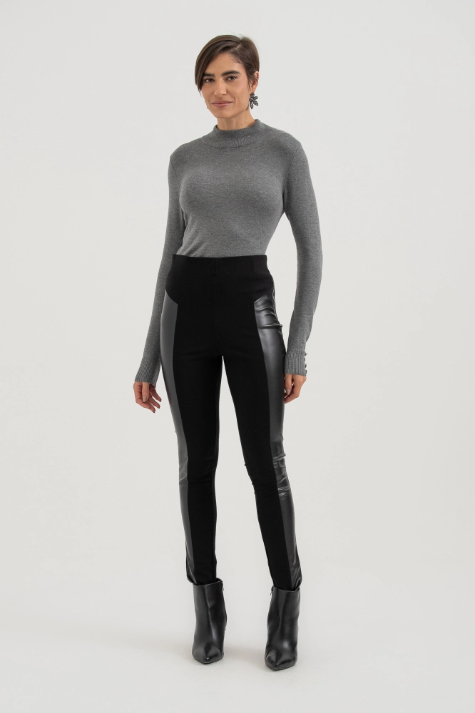 9038246 - Calça Montaria Recorte Pu PRETO 9038246 - Calça Montaria Recorte Pu PRETO - Imagem 1