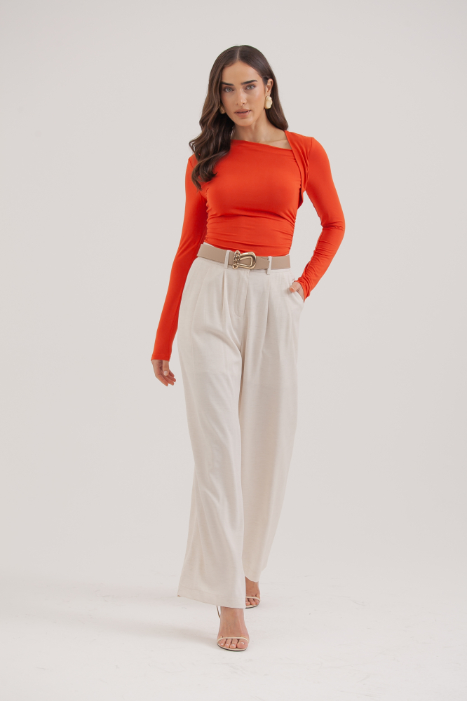 9038257 - Blusa Malha Manga Longa Decote Assimétrico LARANJA 9038257 - Blusa Malha Manga Longa Decote Assimétrico LARANJA
