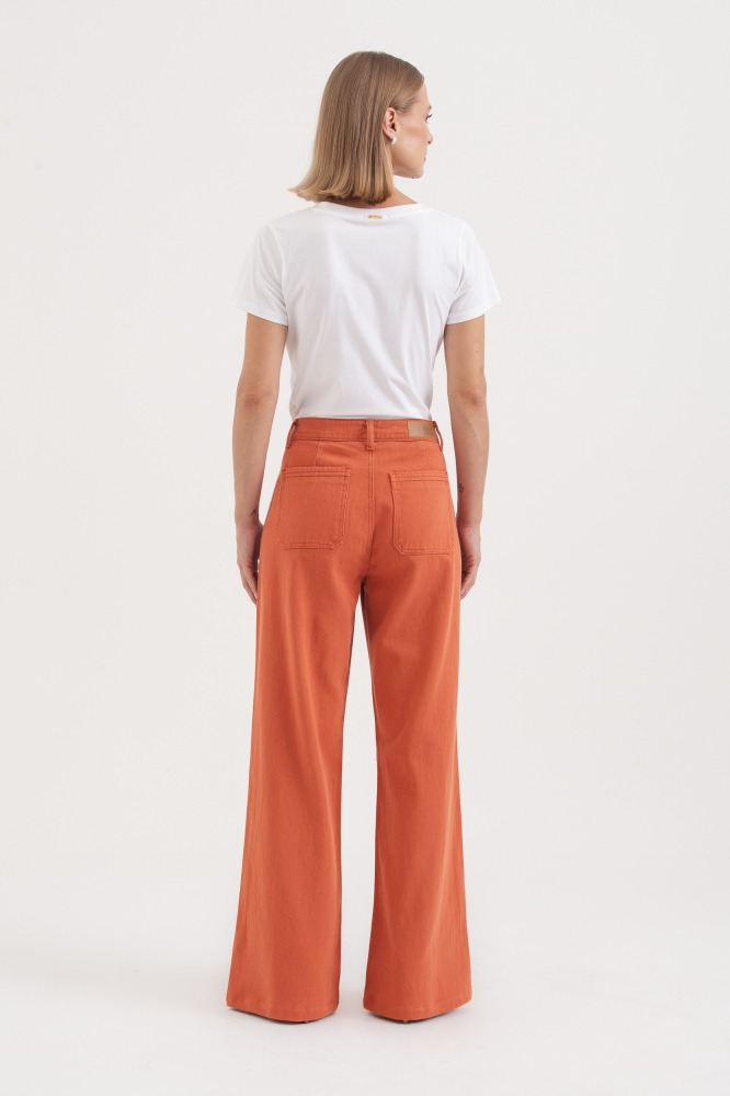 9038274 - Calça Pantalona Sarja FERRUGEM 9038274 - Calça Pantalona Sarja FERRUGEM