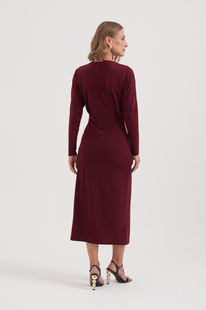 9038290 - Vestido Jersey Manga Longa Franzido Frente AMEIXA 9038290 - Vestido Jersey Manga Longa Franzido Frente AMEIXA