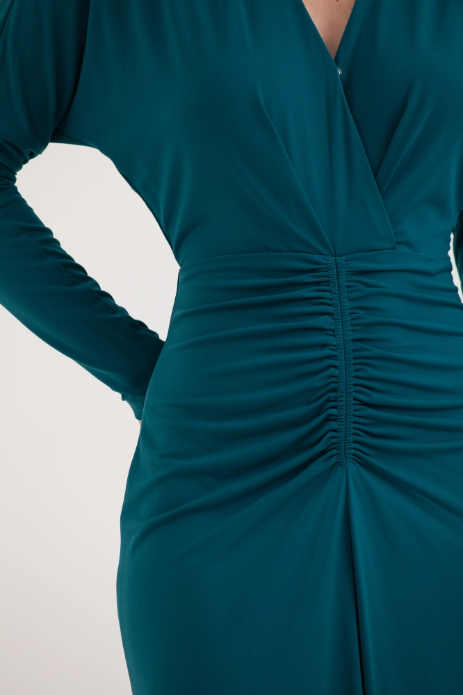 9038290 - Vestido Jersey Manga Longa Franzido Frente AZUL 9038290 - Vestido Jersey Manga Longa Franzido Frente AZUL - Imagem 2