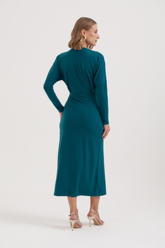 9038290 - Vestido Jersey Manga Longa Franzido Frente AZUL 9038290 - Vestido Jersey Manga Longa Franzido Frente AZUL