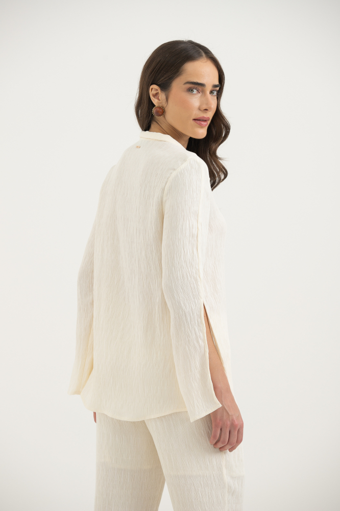 9038299 - Camisa Manga Longa Tecido Amassadinho Com Faixa OFF-WHITE 9038299 - Camisa Manga Longa Tecido Amassadinho Com Faixa OFF-WHITE