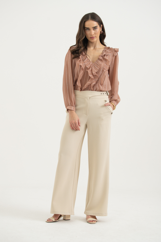 9038302 - Blusa Manga Longa Babados CAQUI 9038302 - Blusa Manga Longa Babados CAQUI