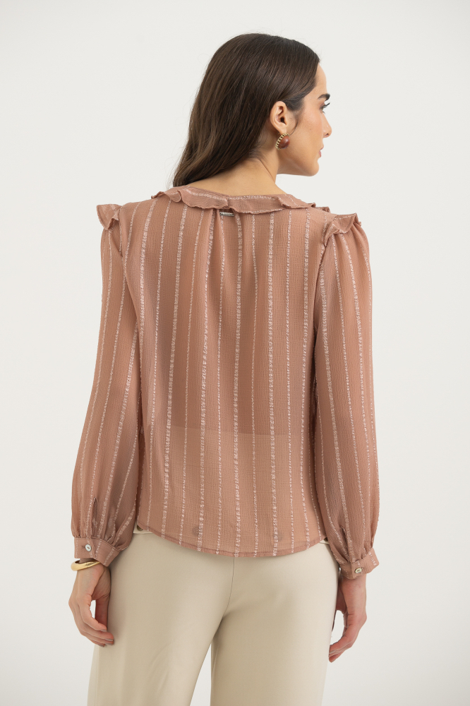 9038302 - Blusa Manga Longa Babados CAQUI 9038302 - Blusa Manga Longa Babados CAQUI