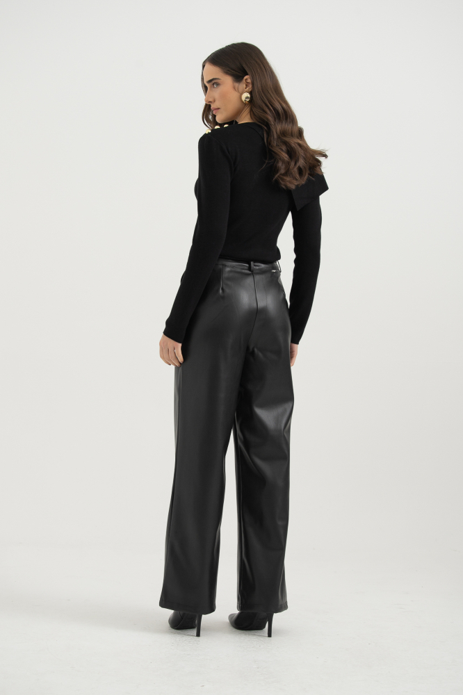 9038306 - Calça Pu Com Cinto De Cordinha PRETO 9038306 - Calça Pu Com Cinto De Cordinha PRETO