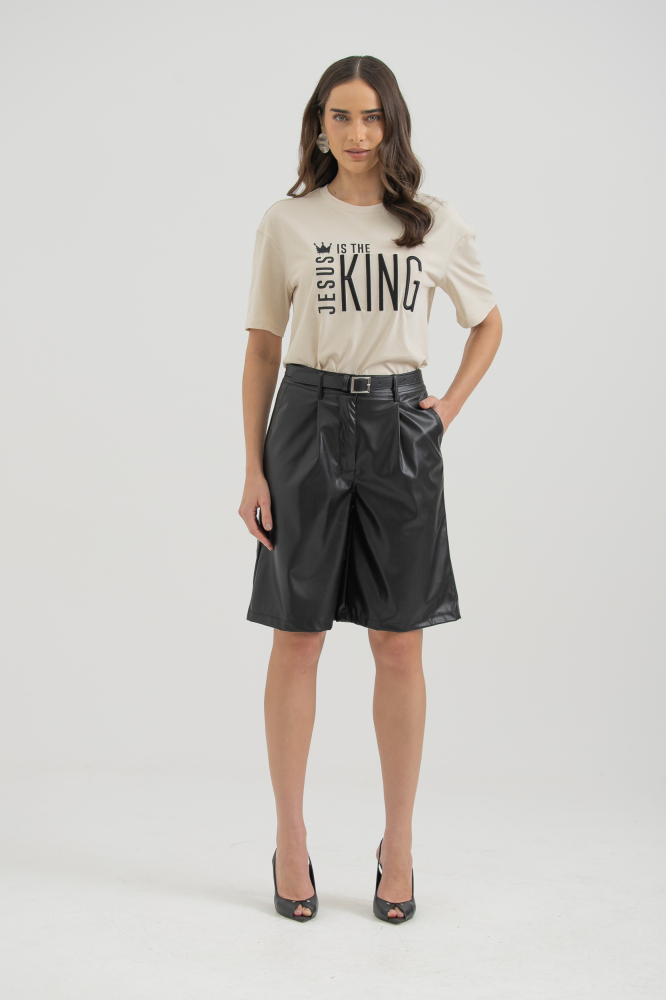 9038307 - Shorts Em Pu Com Cinto PRETO 9038307 - Shorts Em Pu Com Cinto PRETO