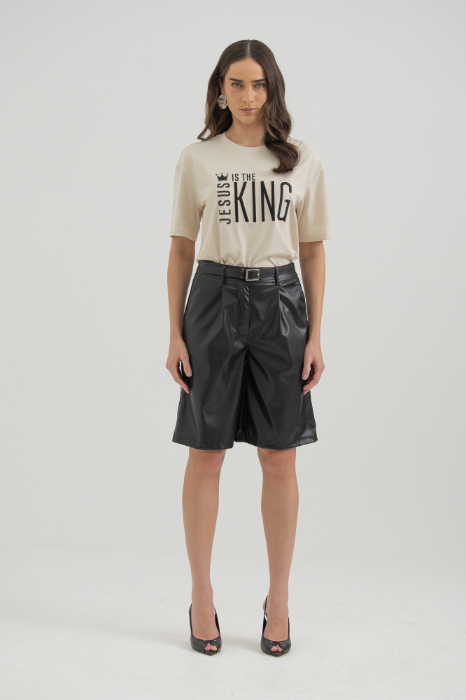 9038307 - Shorts Em Pu Com Cinto PRETO 9038307 - Shorts Em Pu Com Cinto PRETO