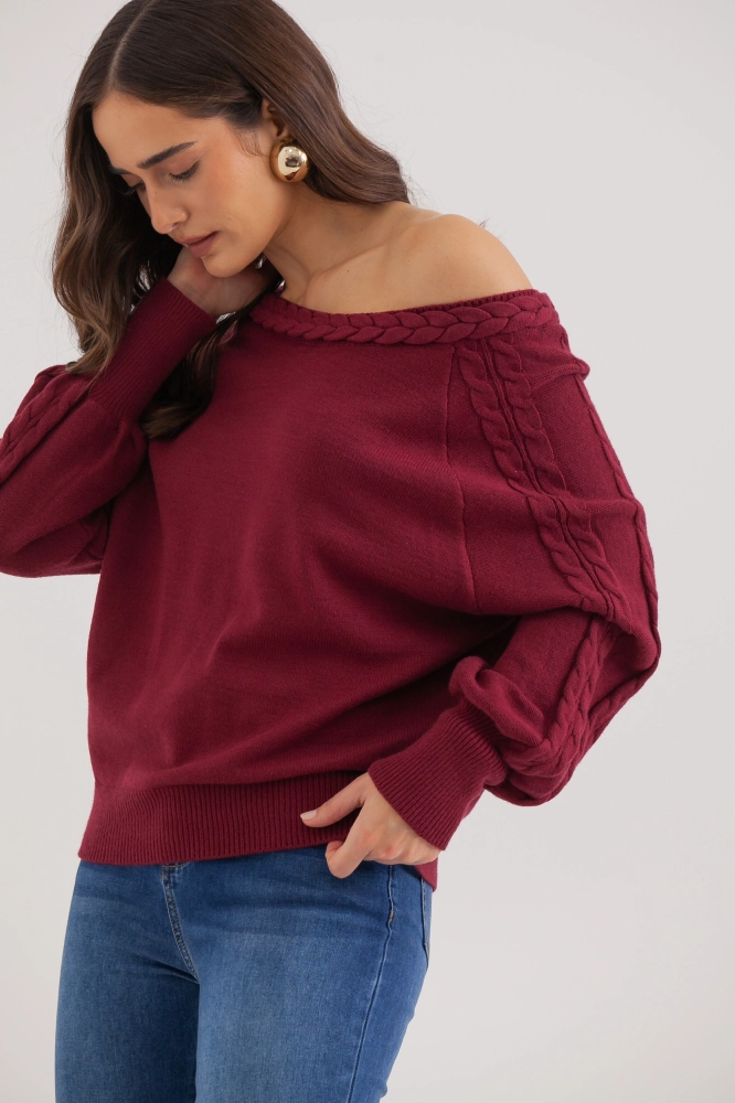 9038321 - Blusa Tricot Manga Longa Tranças VINHO 9038321 - Blusa Tricot Manga Longa Tranças VINHO - Imagem 2