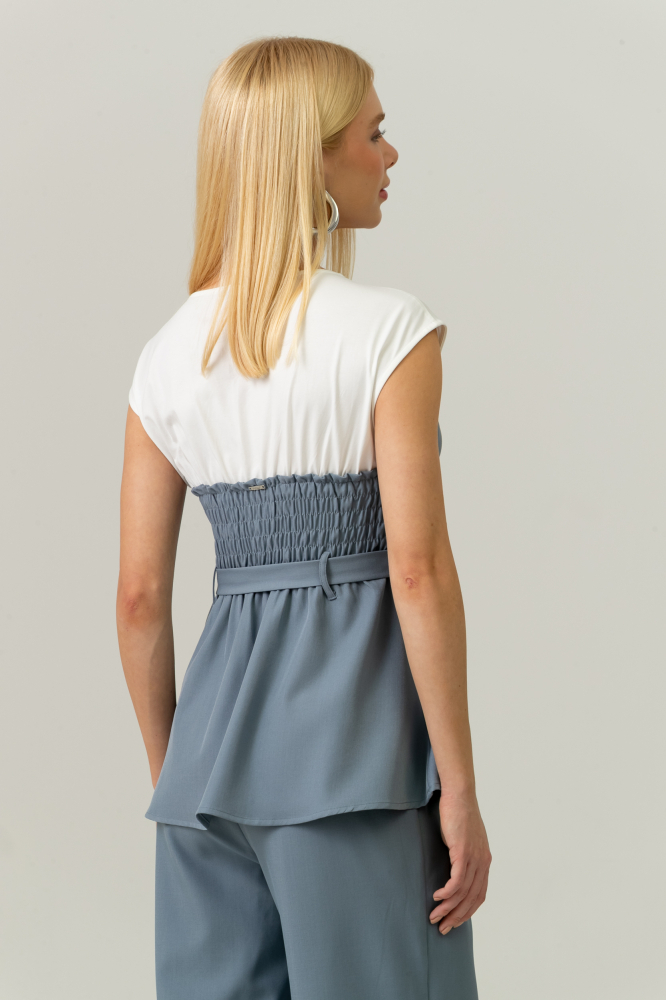 9038329 - Blusa Com Corpete Alfaiataria Acoplado AZUL