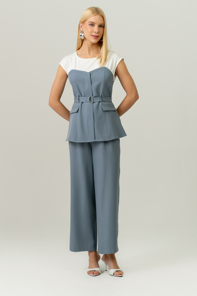 9038329 - Blusa Com Corpete Alfaiataria Acoplado AZUL