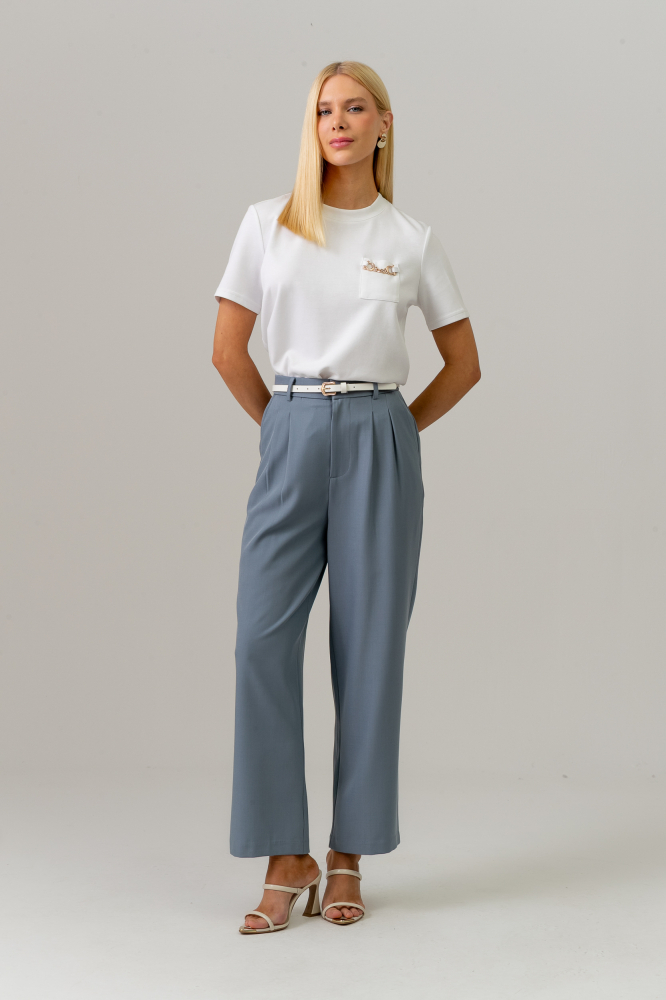 9038330 - Calça Alfaiataria Pregas Frontais AZUL