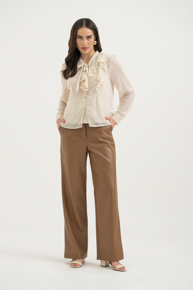 9038335 - Camisa Chiffon Babados Manga Longa AREIA 9038335 - Camisa Chiffon Babados Manga Longa AREIA