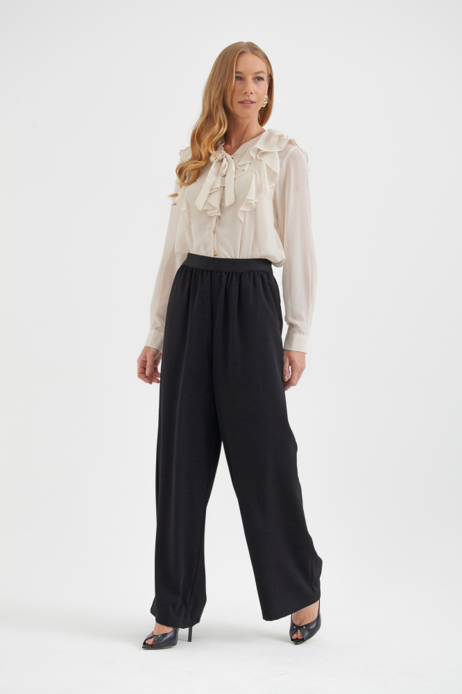 9038349 - Calça Ampla Alfaiataria Cós De Elástico PRETO 9038349 - Calça Ampla Alfaiataria Cós De Elástico PRETO
