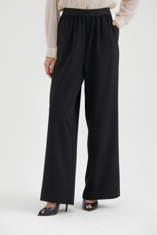 9038349 - Calça Ampla Alfaiataria Cós De Elástico PRETO 9038349 - Calça Ampla Alfaiataria Cós De Elástico PRETO