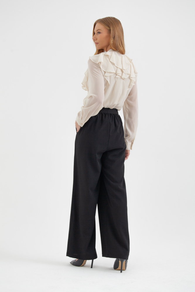 9038349 - Calça Ampla Alfaiataria Cós De Elástico PRETO 9038349 - Calça Ampla Alfaiataria Cós De Elástico PRETO