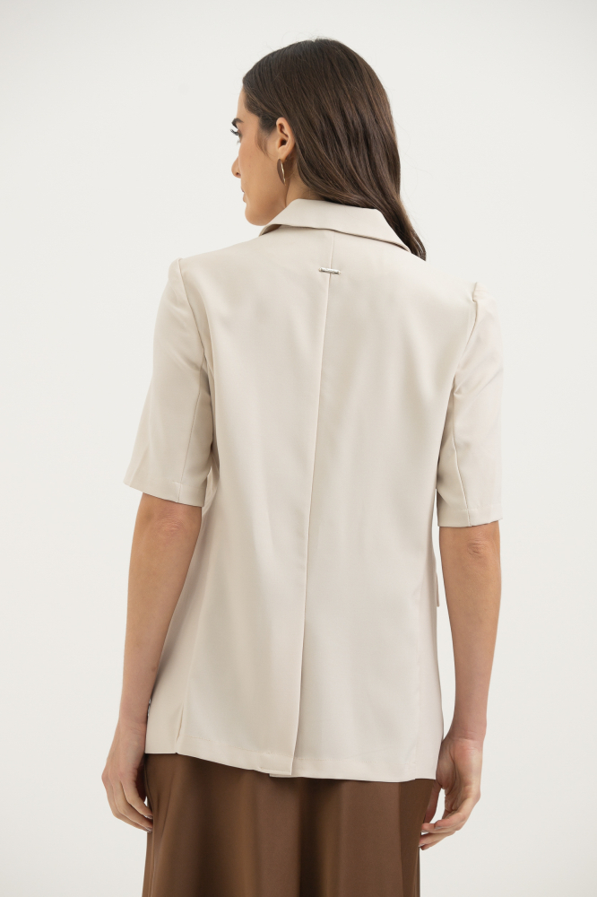 9038350 - Blazer Alfaiataria Manga Curta Alongado AREIA 9038350 - Blazer Alfaiataria Manga Curta Alongado AREIA