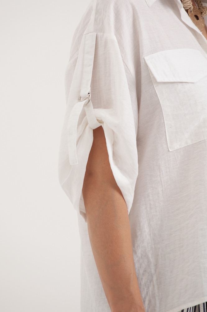9038354 - Camisa Com Fivela Regulável Na Manga OFF-WHITE 9038354 - Camisa Com Fivela Regulável Na Manga OFF-WHITE