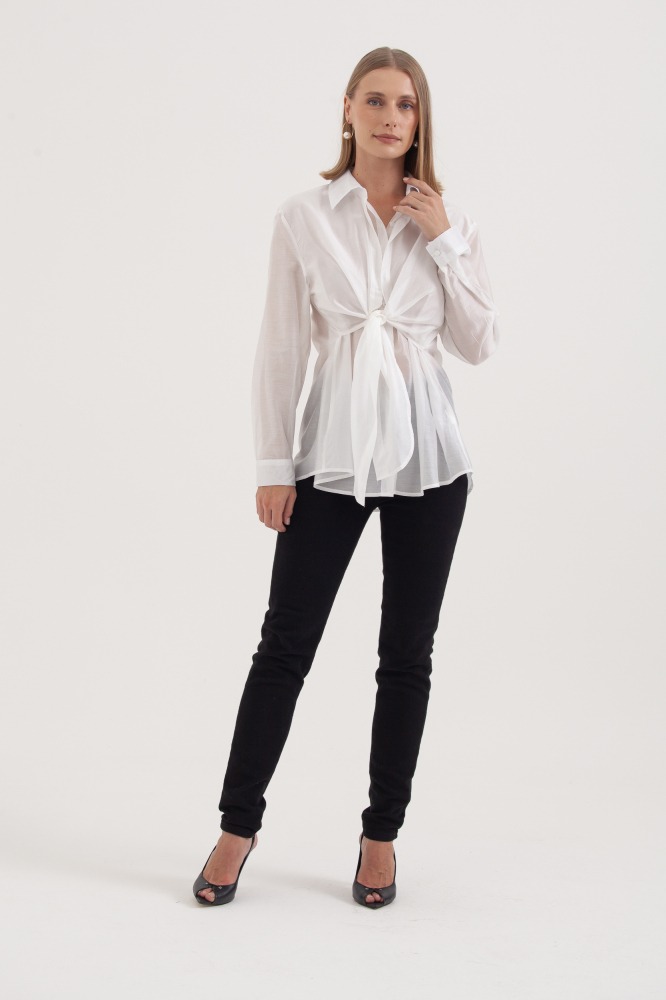 9038355 - Camisa Manga Longa Amarração Frontal OFF-WHITE 9038355 - Camisa Manga Longa Amarração Frontal OFF-WHITE