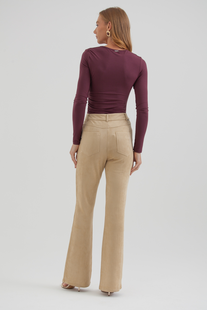 9038382 - Calça Flare Suede AREIA